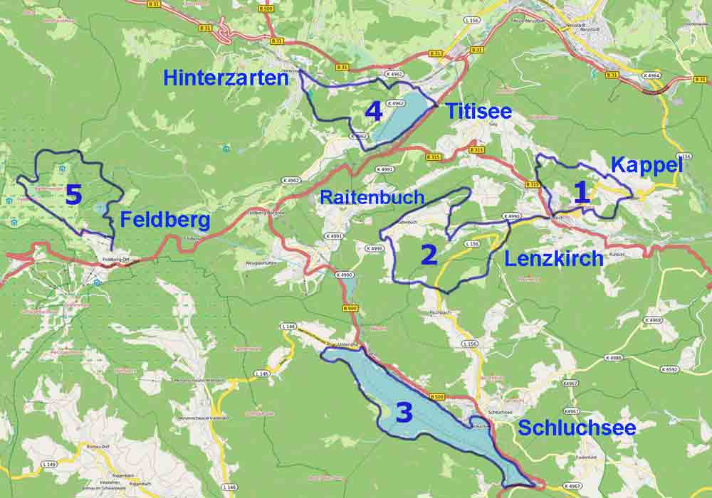 Black Forest Hiking Map Hikes and Walking Trails in Titisee